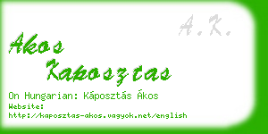 akos kaposztas business card